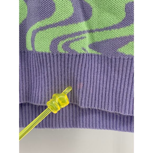 MISS LOVE Women's Purple-Green Swirl Crewneck Sleeveless Retro Sweater Vest SZ M - Picture 7 of 10